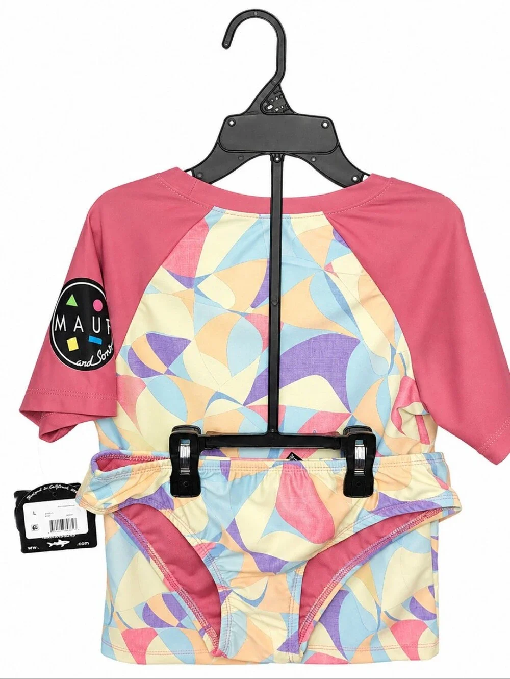 Maui & Sons Girls 2-Piece Swimsuit Deep Coral NWT Size L 10/12
